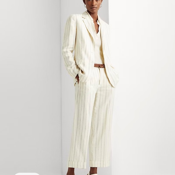 Lauren by Ralph Lauren Linen twill cropped wide leg trouser size 6 - Picture 2 of 10